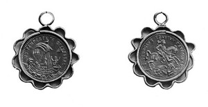 view Medallion of St. George and the Dragon. Worn by sailors to prevent drowning. Sold near London Docks.