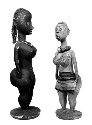 view Two steatopyous figures said to represent Dahomey pygmies,