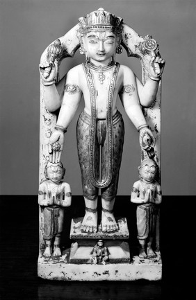 M0012564: Standing marble carving of Vishnu