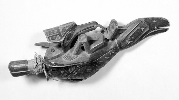 Ceremonial rattle representing the 'thunder-bird'. Haida, Queen Charlotte Island, British Columbia.