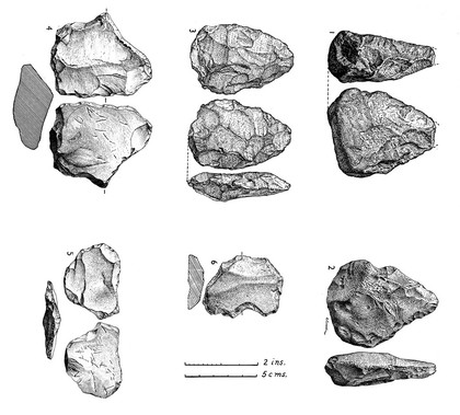 Paleoliths from gravel at Chapel Pill Farm, Abbotsleigh.