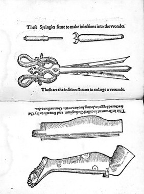 Treatment of wounds and splint for leg fractured by gunshot