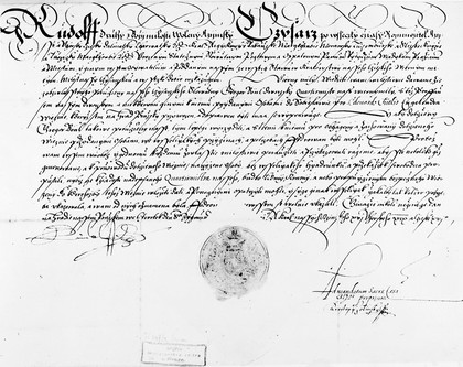 Order signed by Emp. Rodolf II, ordering arrest of E. Kelley