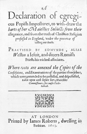 S. Harsnett: A declaration of Egregious popish...Title page