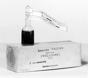 view Early specimen of Leprosy vaccine. Prepared by the W.P.R.L.