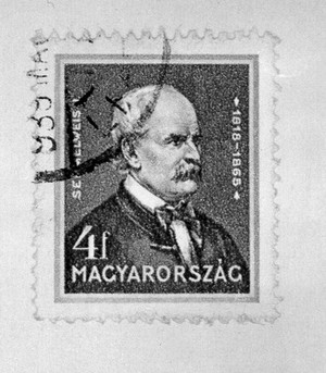 view Stamp commemorating Ignaz Phillip Semmelweiss.