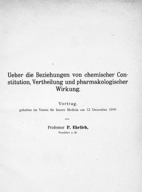 Title page of "Ueber die Beziehungen" Ehrlich, 1898