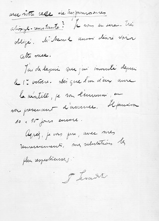 M0013352: Second page from a letter from Constantin Levaditi to Paul Ehrlich