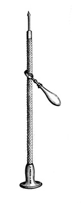 M0013403: Illustration of a dental drill worked by an Archimedian screw.