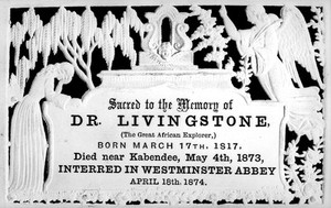 view Memorial card, David Livingstone, 1813-1873