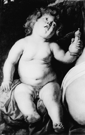view Child holding a feeding bottle, 17thC, Nestle's publication
