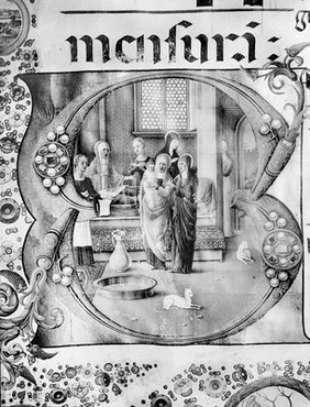 M0013504: Illustration of a lying-in scene