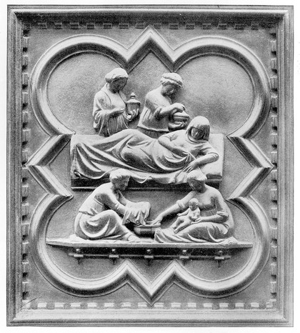 M0013513: Bronze relief depicting the virgin birth