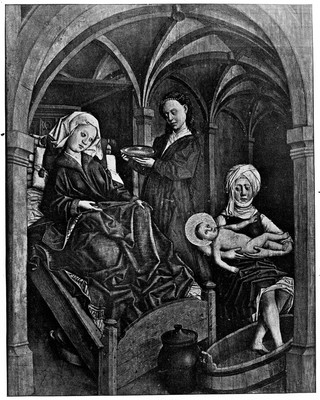 M0013516: Painting of a lying-in room