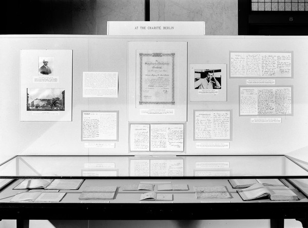 M0013688: Wellcome Historical Medical Museum exhibition: Centenary of the birth of Paul Ehrlich, display case
