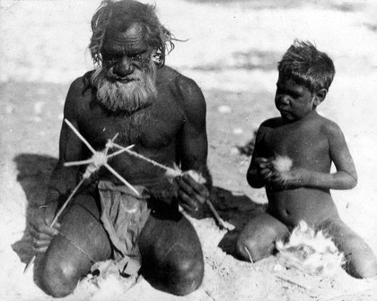 A lesson in spinning string, Central Australia.