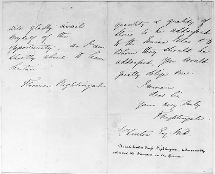 Two letters from Florence Nigthingale; July 1856