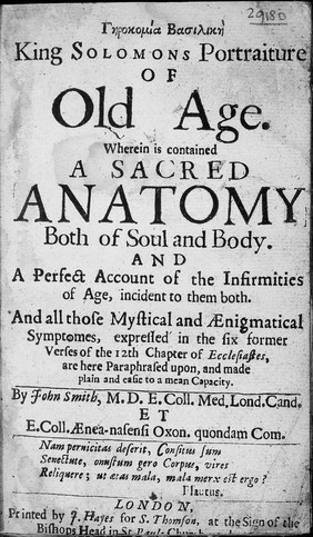 John Smith, King Solomon's Portrait of Old Age, title page.