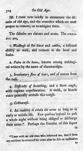 M0013808: Appendix On Old Age, Section on the chronic diseases