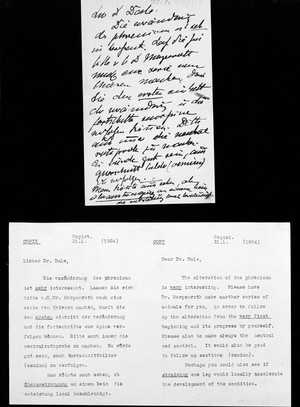view Instruction from Paul Ehrlich to Henry Dale (later Sir Henry). At the time Dale was working in Ehrlich's laboratory. The cards bearing notes or instructions were known as blocks