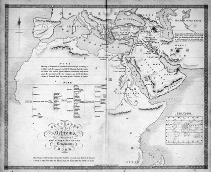 Map showing the distribution of the races in Biblical times