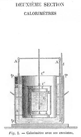 Berthelot's calorimeter with stirring device.