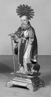 M0013961: Statue of Saint Jerome (5th century) / M0013962: Statue of Saint Veronica (1st century) / M0013963: Statue of Saint Anthony the Hermit (5th century) with a lion