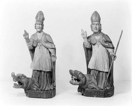M0014021: Two statues of Saint Paul de Leon (6th century)