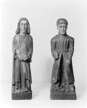 M0014023: Two statues of Saint Adrien (Drien)