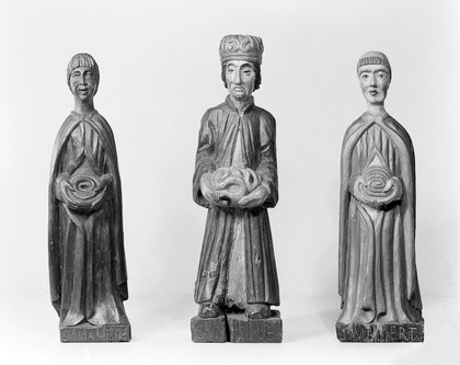 M0014028: Three statues of Saint Mamertus, bishop of Vienne, Gaul