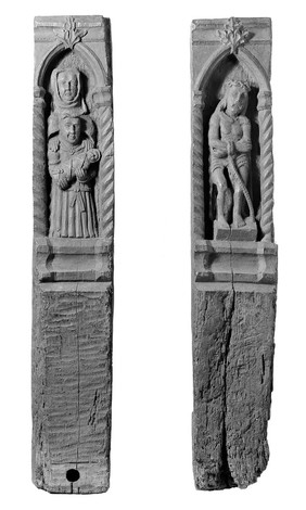M0014115: Carvings of Saint Anne, the Virgin Mary and Jesus Christ