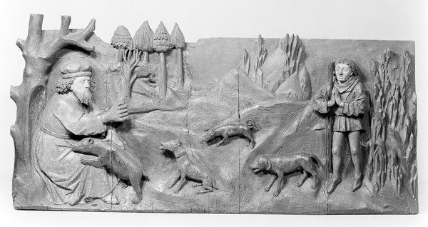 M0014125: Panel showing Saint Gallus, also Saint Gall