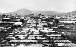 view Epidaurus, site of the temple of Aesculapius. The ramp in the centre is where the entry to the temple was. It was constructed to enable bed-ridden patients to be wheeled into the temple.