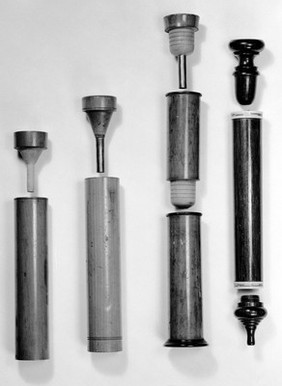 4 Laennec stethoscopes.