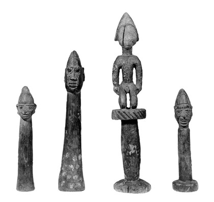 Effigies of Shopono, God of smallpox. Yoruba, Nigeria.