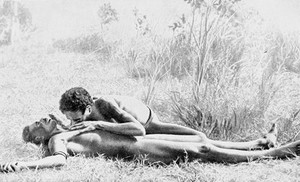view Medicine man curing disease, Australia.