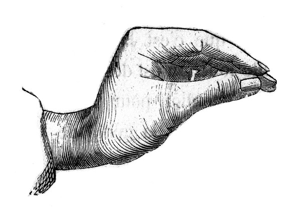A hand, in a position for writng.