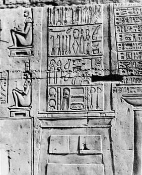 Inscribed tablet on the wall of the temple Kom-Ombos