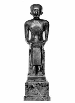 view I-M-Hotep, Egyptian god of the physicians, silver statuette.