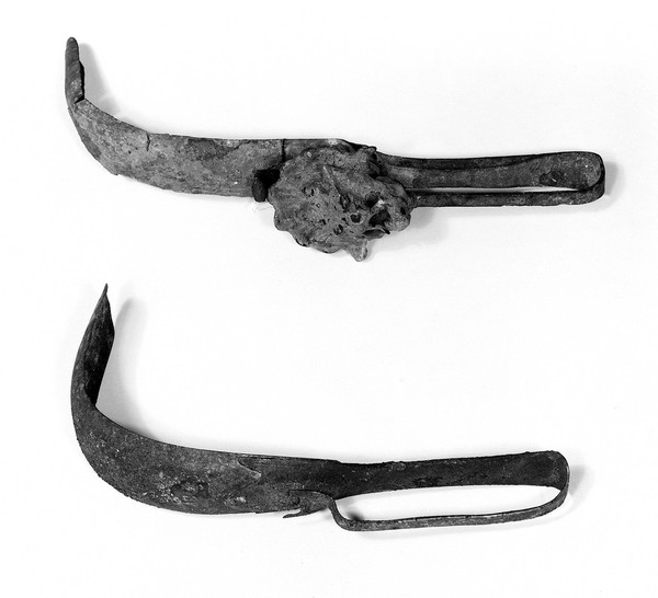 M0014797: Two bronze Roman strigils