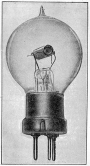 Photograph of an early triode valve.