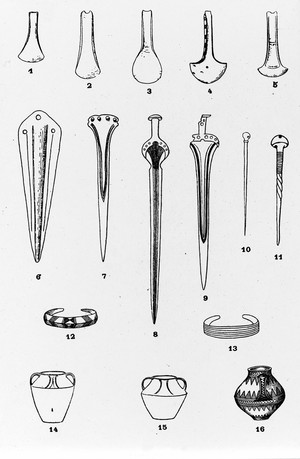 view Bronze Age implements, ornaments and pottery (Period II).