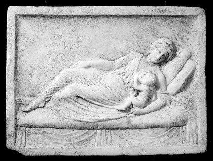 Plaque in tomb relief showing mother and child, Ostia, 50 A.D