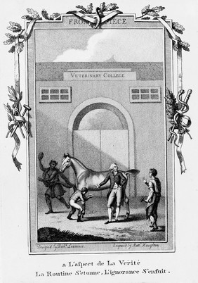 Satirical veterinary frontispiece, 1771