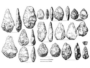 view Acheulian bifacial tools (hand-axes) from Burnham Beeches, Bucks. Upper Boyn Hill Terrace