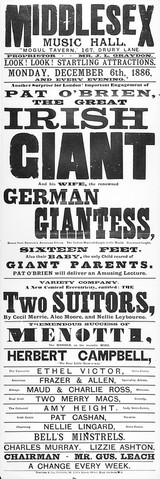 M0015550: Show bill for "The Great Irish Giant and his wife, the renowned German Giantess"
