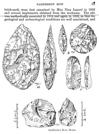M0015600: Illustration of implements found in brickearth at Gaddesden Row, Hertfordshire