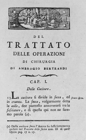 M0015614: Bertrandi: <i>Trattato delle Operazioni di Chirurgia</i>, 1802: first page