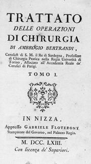 M0015623: Bertrandi: <i>Trattato delle Operazioni di Chirurgia</i>, 1763: title page