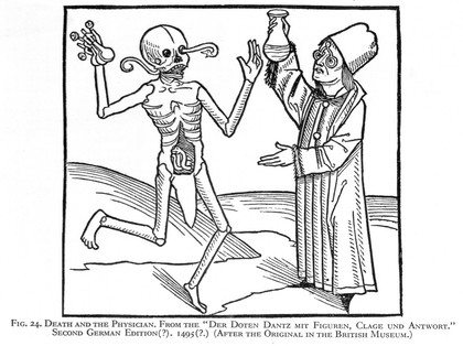 The physician of the dance of death : a historical study of the evolution of the dance of death mythus in art / by Aldred Scott Warthin ... with 92 illustrations.